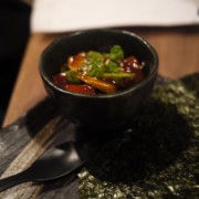 Spicy Salmon:  Fresh Salmon Sashimi w/ Spicy Sauce