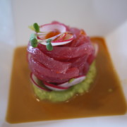 Yellowfin Tuna Ribbons
- Avocado and Spicy Radish, Ginger Marinade